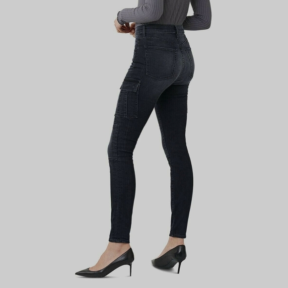 3x1 Vida High-Rise Cargo Skinny Jeans Button Fly Stretch Denim Weber Black 28 - Picture 2 of 9